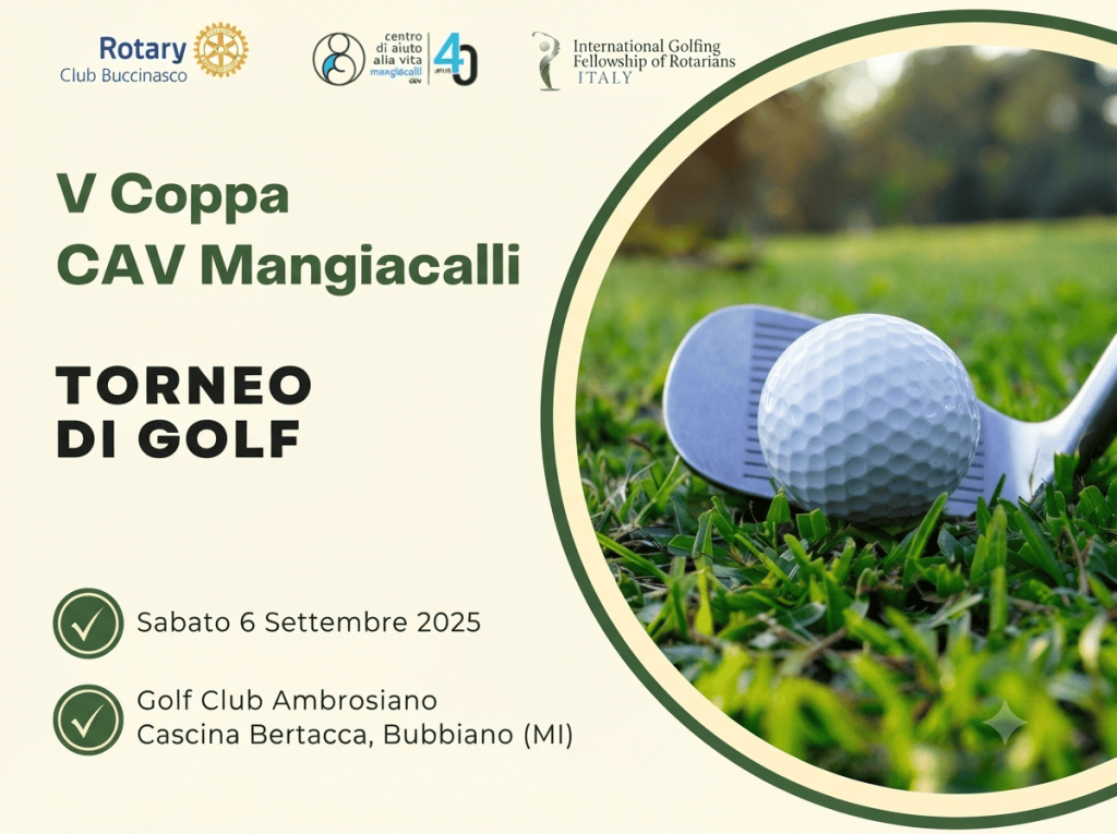 Locandina del torneo di golf benefico CAV Mangiagalli 2025
